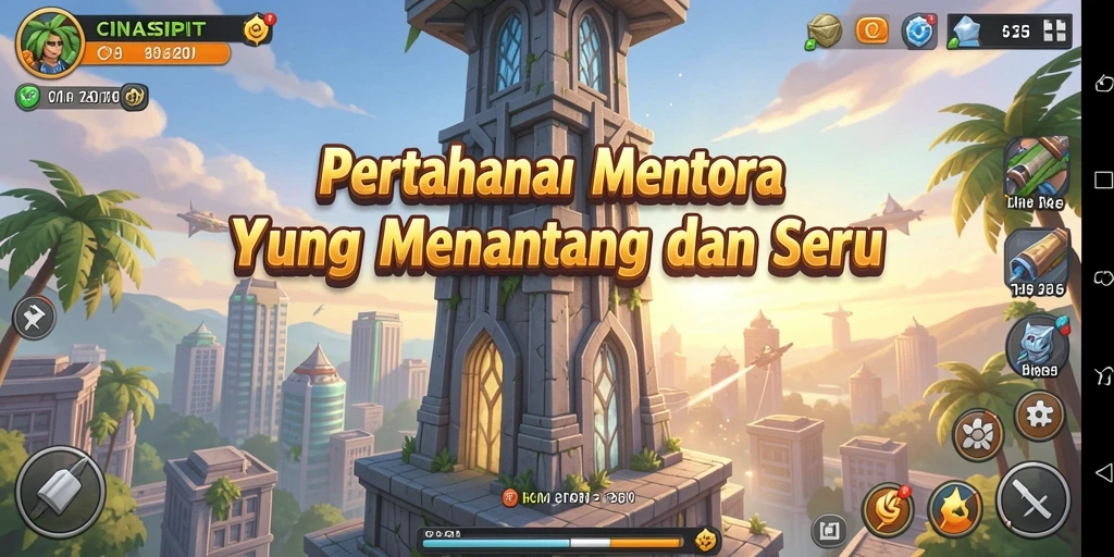Tangkapan layar CINASIPIT menampilkan aksi mendebarkan dalam pertempuran Tower Defense.