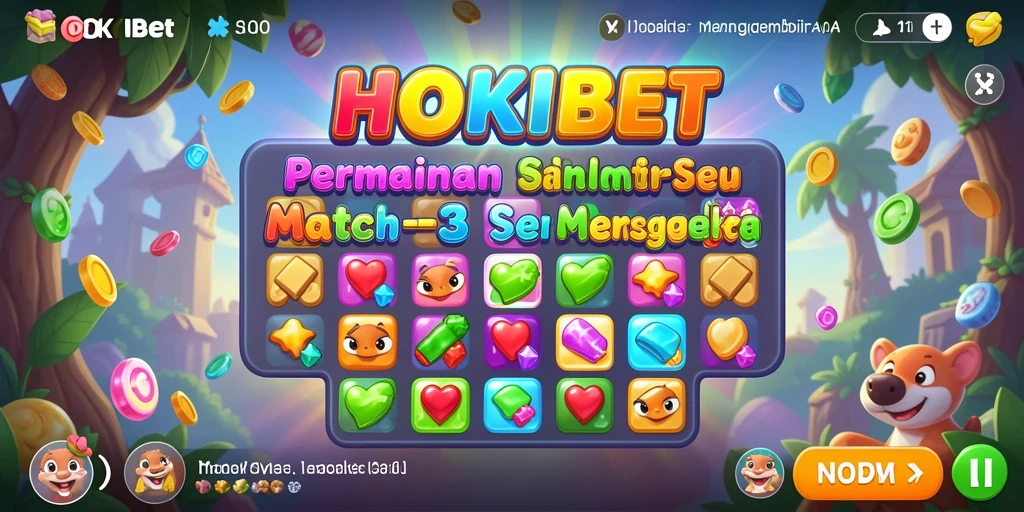 Screenshot gameplay HOKIBET menampilkan kombinasi item Match-3 yang seru.