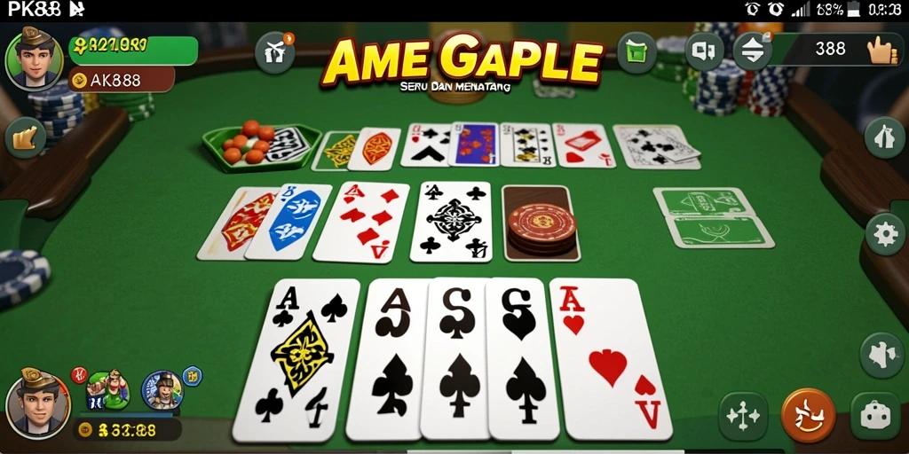 Tampilan menarik dari gameplay Gaple di PK88.