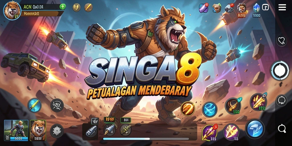 Tangkapan layar gameplay aksi SINGA8 yang mendebarkan.